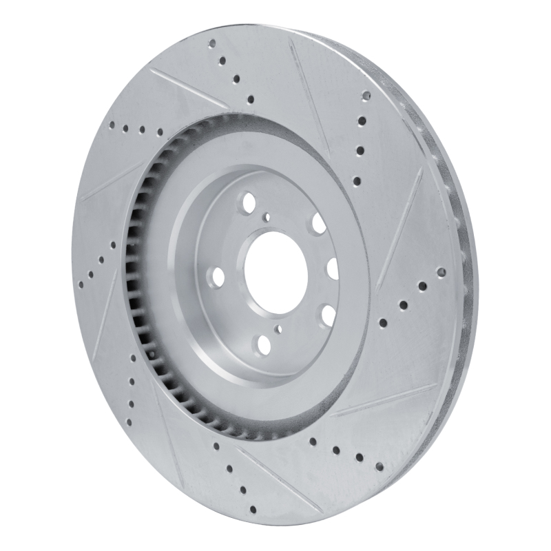 Lexus RC300 Brake Rotor (1) - Front Left - R1 Concepts - Drilled & Slotted - Silver - `13-`25